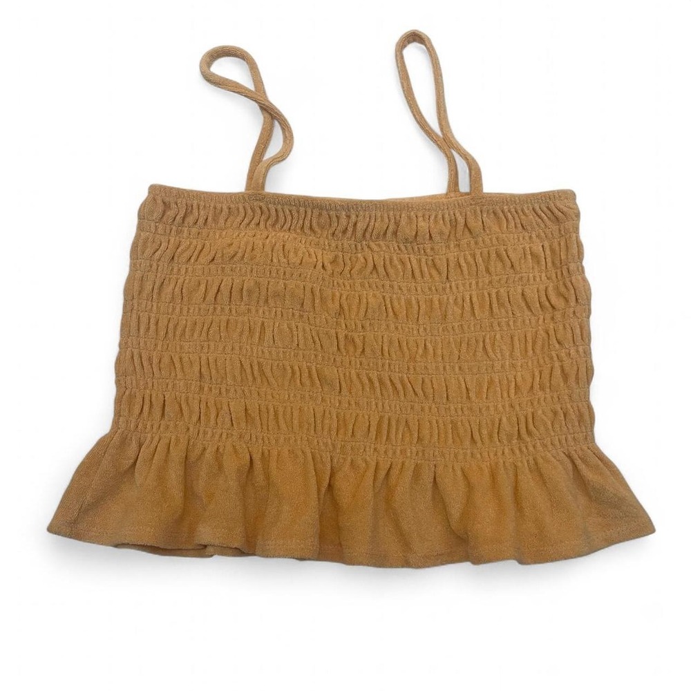 Terry cloth yellow ruffle crop top
